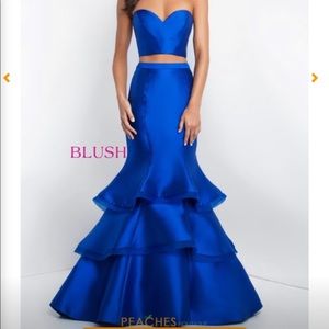 Royal blue prom dress 2 piece